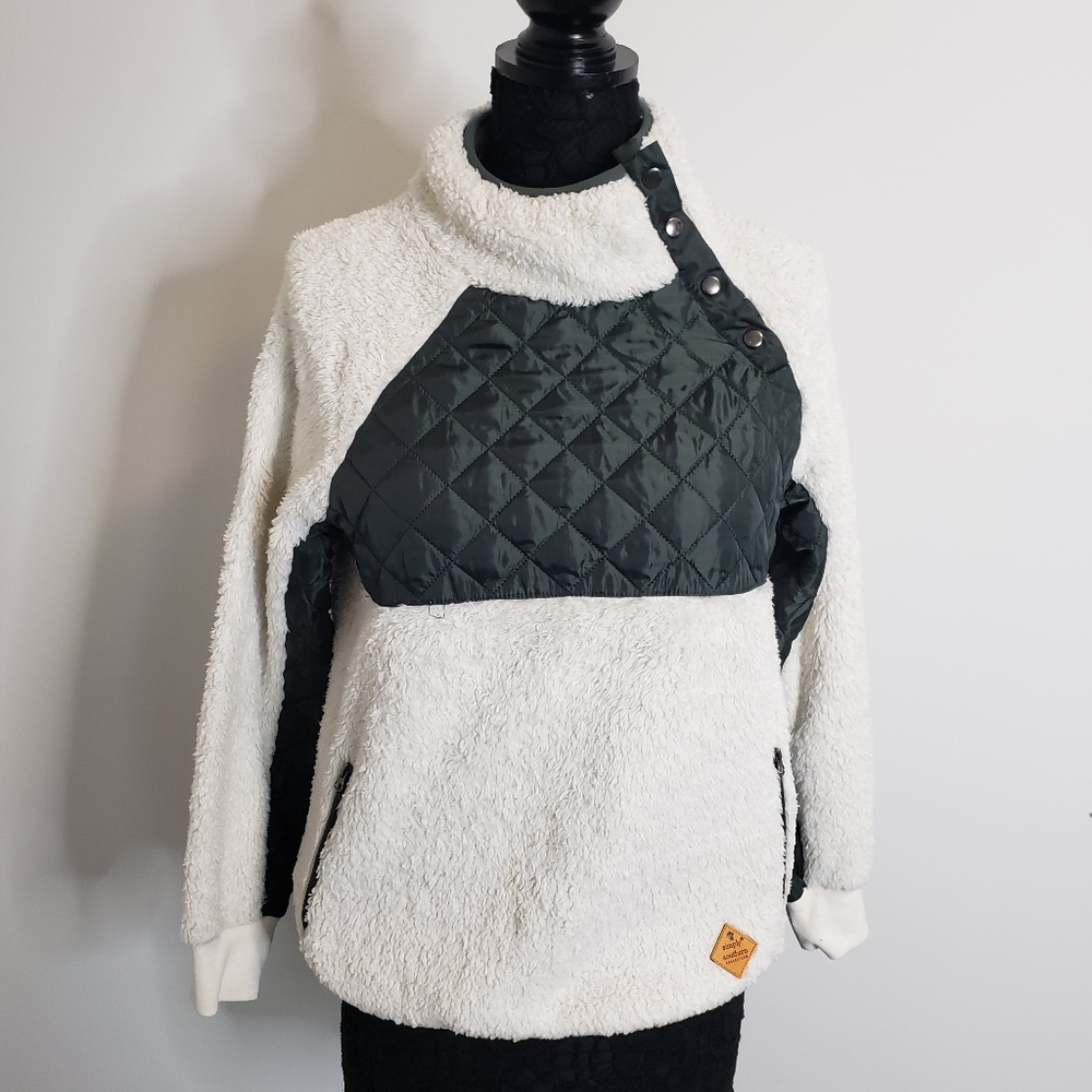 Simply Southern Womens Small Cream Quarter Patch Sherpa Size S